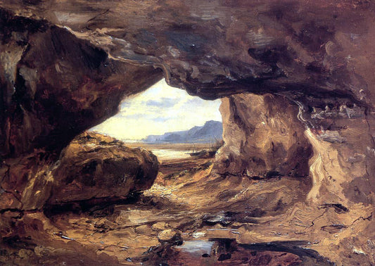  Theodore Rousseau A Cave in a Cliff near Granville - Canvas Print