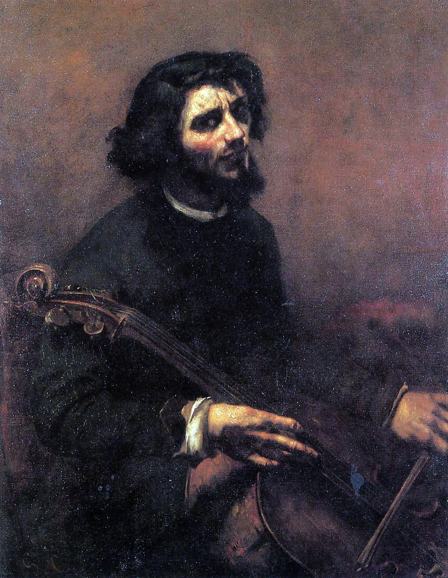  Gustave Courbet The Cellist, Self Portrait - Canvas Print