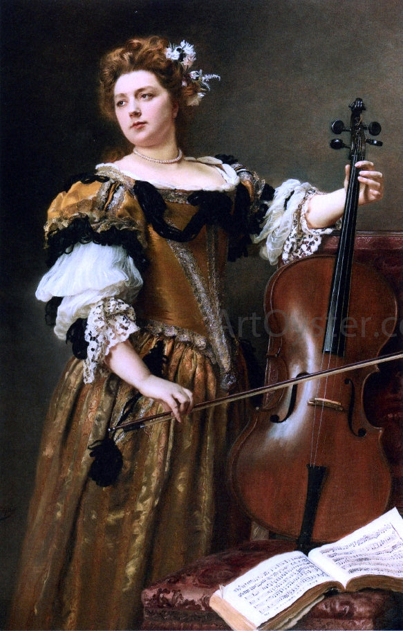  Gustave Jean Jacquet The Cello Player - Canvas Print