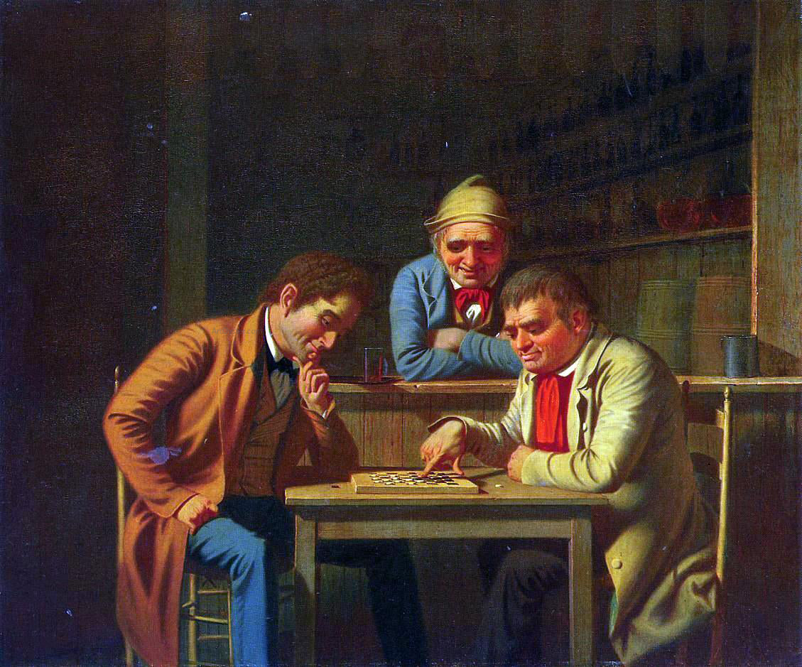  George Caleb Bingham The Checker Players (also known as Playing Checkers) - Canvas Print
