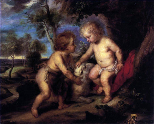  Theodore Clement Steele The Christ Child and the Infant St. John after Rubens - Canvas Print