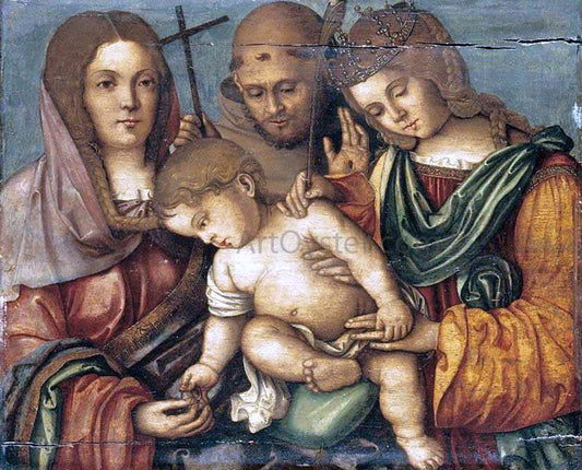  Francesco Di Bosio Zaganelli The Christ Child between Sts Catherine, Francis and Elizabeth of Hungary - Canvas Print