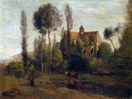  Jean-Baptiste-Camille Corot The Church at Essommes, near the Chateau Thierry - Canvas Print