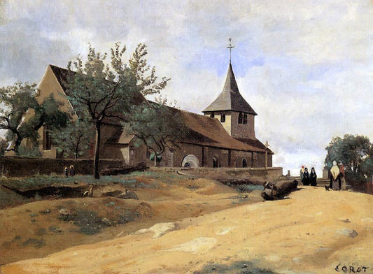  Jean-Baptiste-Camille Corot The Church at Lormes - Canvas Print