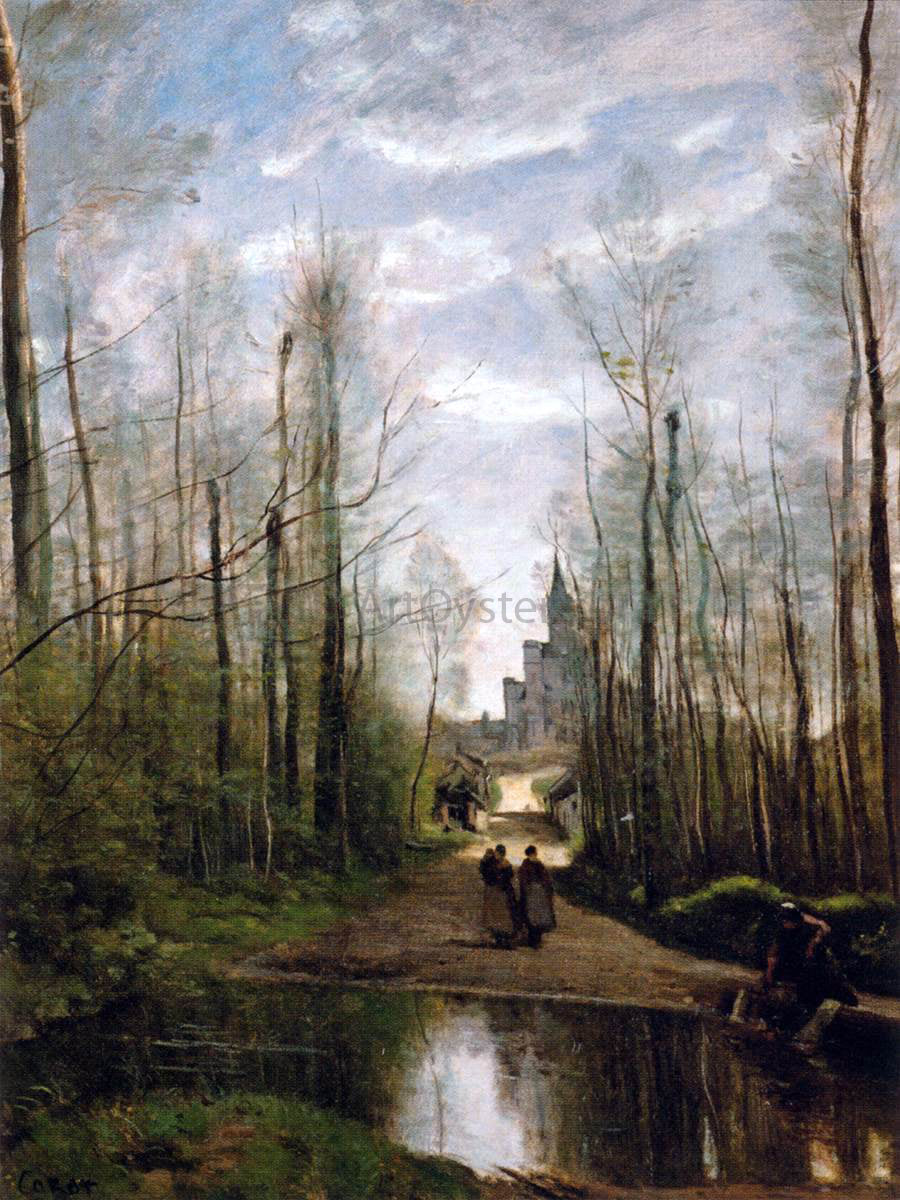  Jean-Baptiste-Camille Corot The Church of Marissel, near Beauvais - Canvas Print