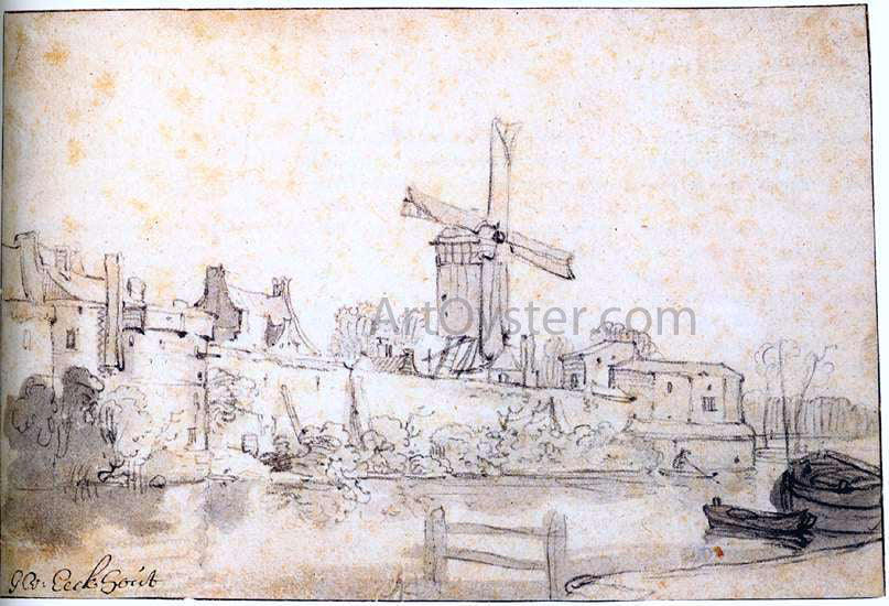  Gerbrand Van den Eeckhout The City Walls of Delft with the Mill Called The Rose - Canvas Print