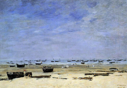  Eugene-Louis Boudin The Coastline at Berck at Low Tide - Canvas Print