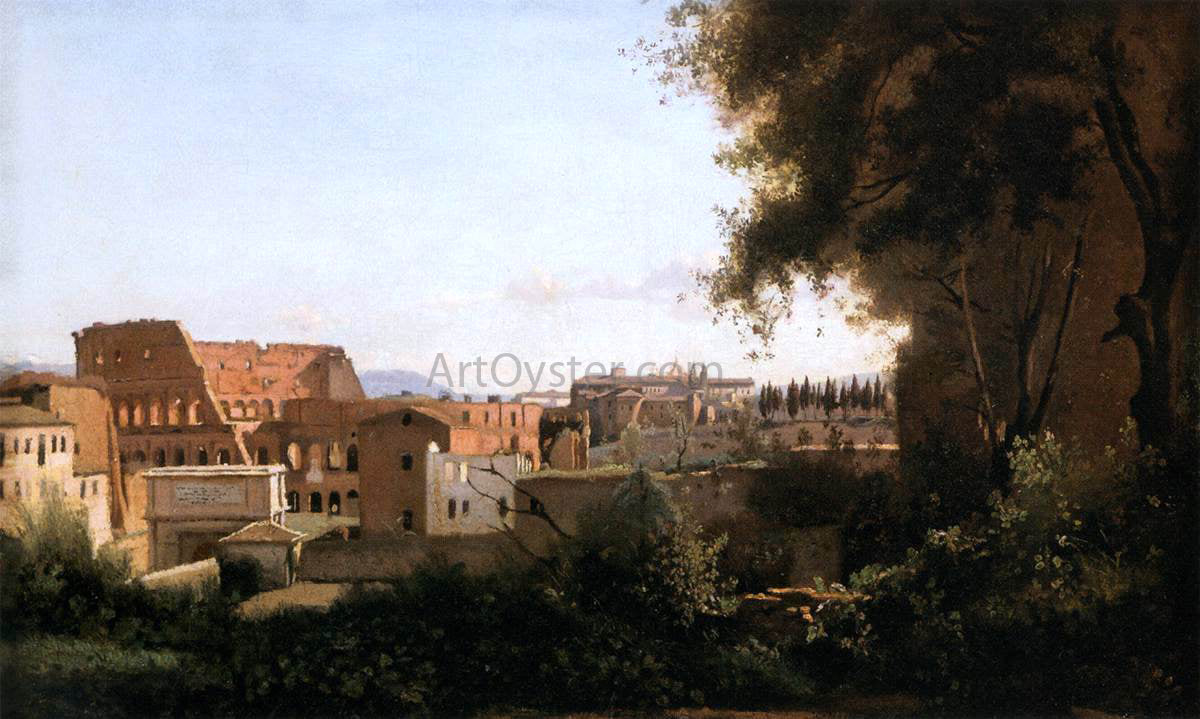  Jean-Baptiste-Camille Corot The Coliseum Seen from the Farnese Gardens - Canvas Print