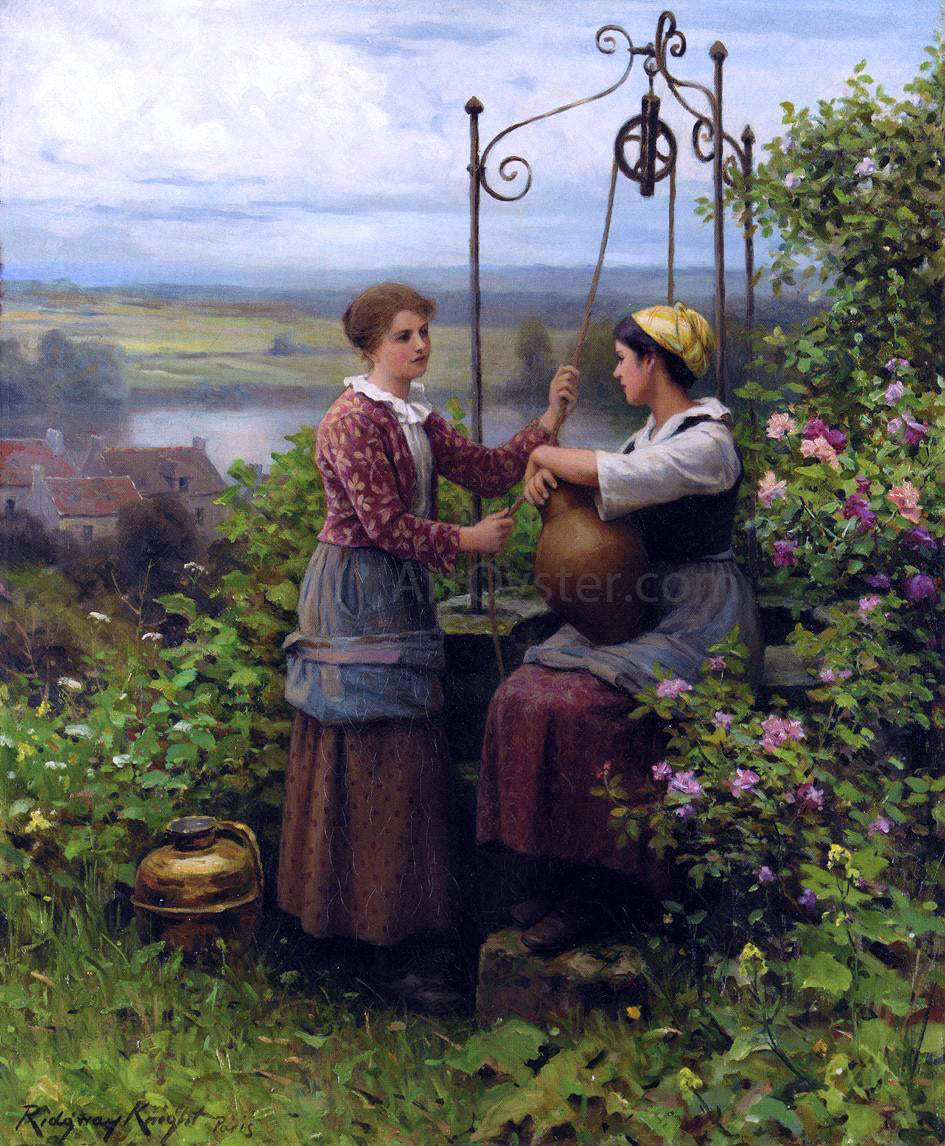  Daniel Ridgway Knight The Conversation - Canvas Print