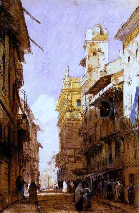  Richard Parkes Bonington The Corsa Saint' Anastasia, Verona, with the Palace of Prince Maffet - Canvas Print