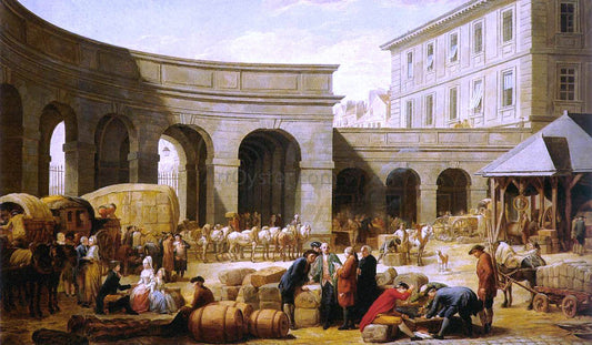  Nicolas-Bernard Lepicier The Courtyard of the Customs House - Canvas Print