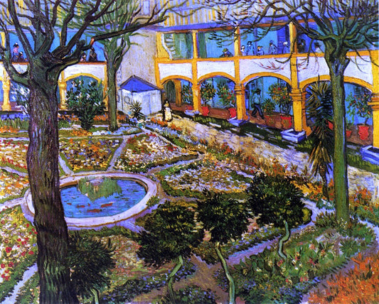  Vincent Van Gogh The Courtyard of the Hospital at Arles - Canvas Print