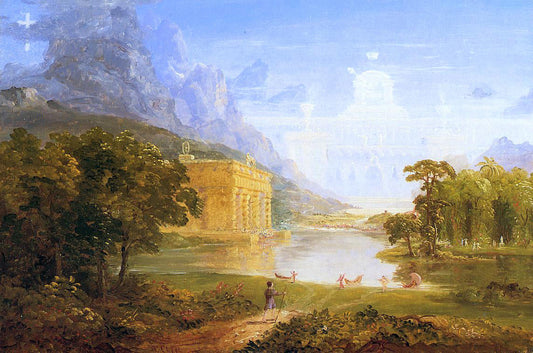  Thomas Cole The Cross and the World: Study for 'The Pilgrim of the World on His Journey' - Canvas Print
