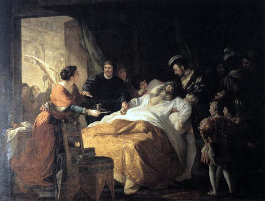  Francois Guillaume Menageot The Death of Leonardo da Vinci in the Arms of Francis I - Canvas Print