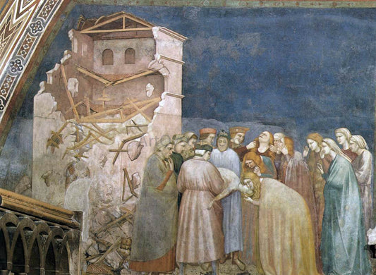  Giotto Di Bondone The Death of the Boy in Sessa (North transept, Lower Church, San Francesco, Assisi) - Canvas Print