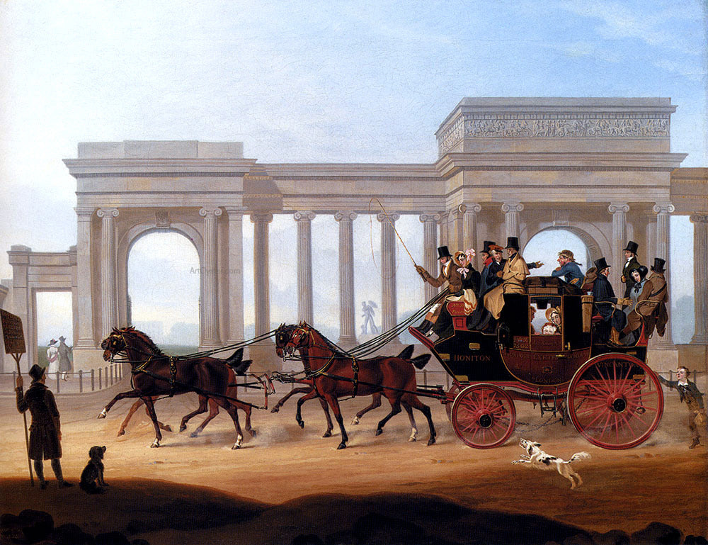  George Henry Boughton The Defiance Coach At Hyde Park Corner - Canvas Print