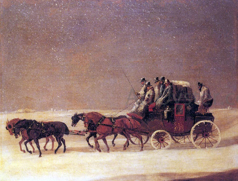  Henry Alken The Derby and London Royal Mail on the Open Road in Winter - Canvas Print