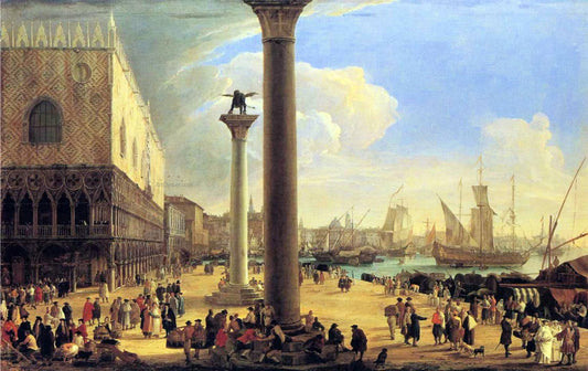  Luca Carlevaris The Dock Facing the Doge's Palace - Canvas Print