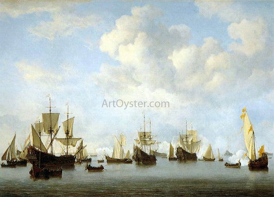 The Younger Willem Van de  Velde The Dutch Fleet in the Goeree Straits (Guinea) - Canvas Print