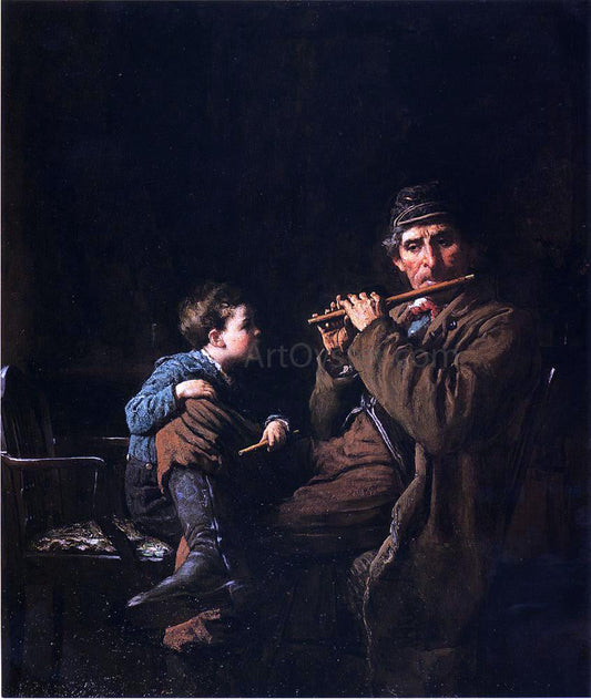  Eastman Johnson The Earnest Pupil (also known as The Fifers) - Canvas Print