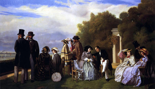  Alexandre-Denis Abel De Pujol The Empress Eugenie and Her Court at Biarritz - Canvas Print