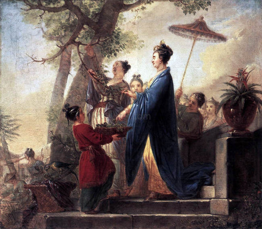  Bernhard Rode The Empress of China Culling Mulberry Leaves - Canvas Print