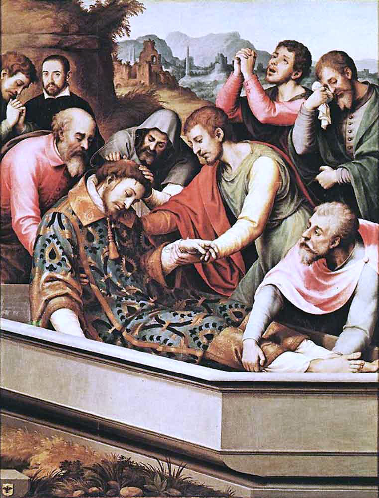  Juan de es De Juanes The Entombment of St Stephen Martyr - Canvas Print