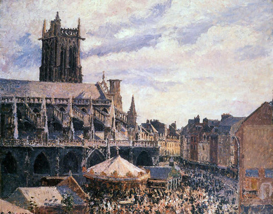  Camille Pissarro The Fair by the Church of Saint-Jacques, Dieppe - Canvas Print