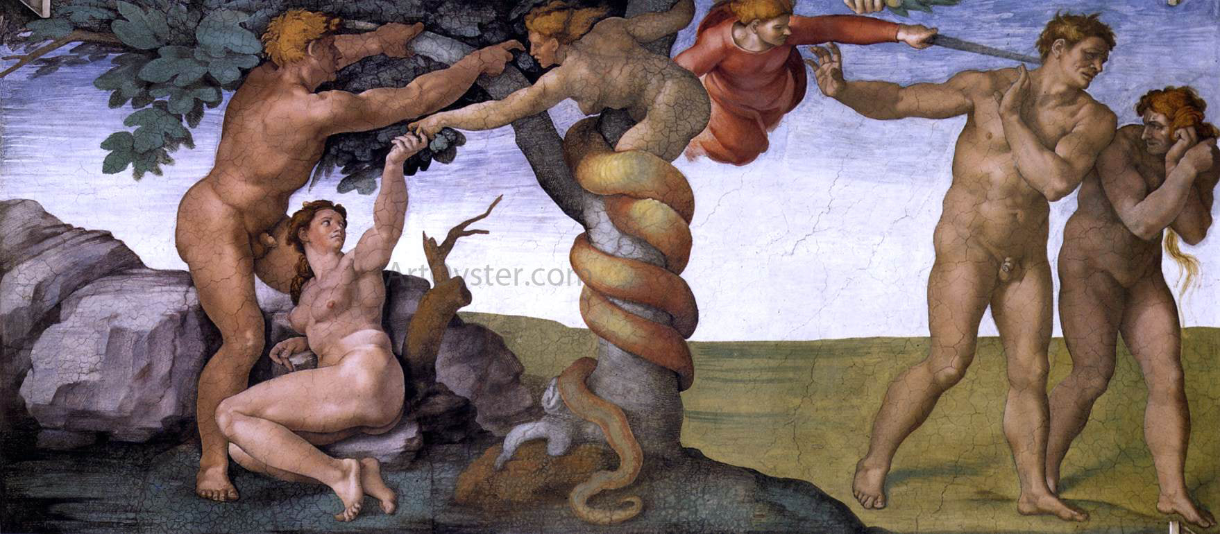  Michelangelo Buonarroti The Fall and Expulsion from Garden of Eden - Canvas Print