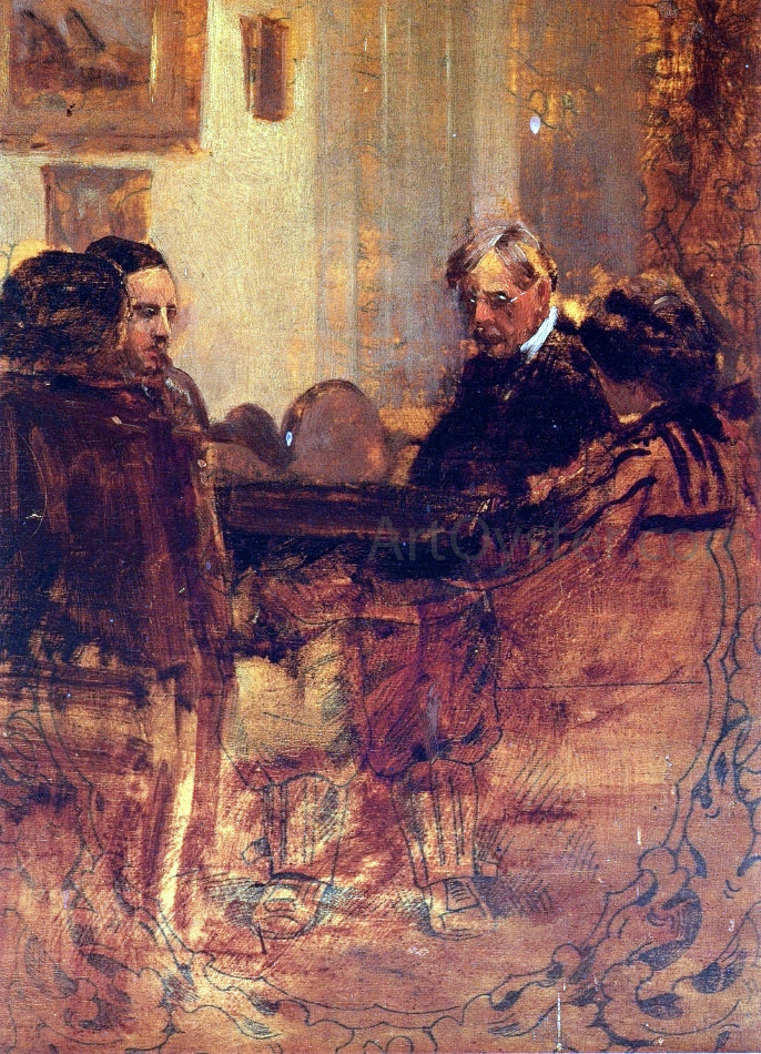  Julian Onderdonk The Family at Cards (unfinished0 - Canvas Print