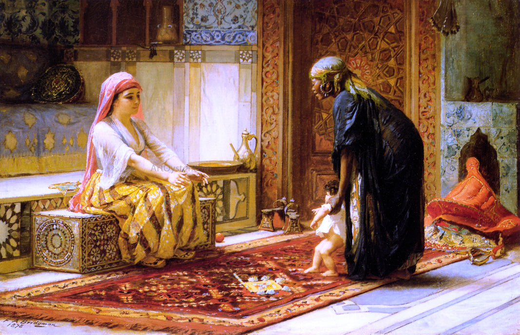  Frederick Arthur Bridgeman The First Steps - Canvas Print