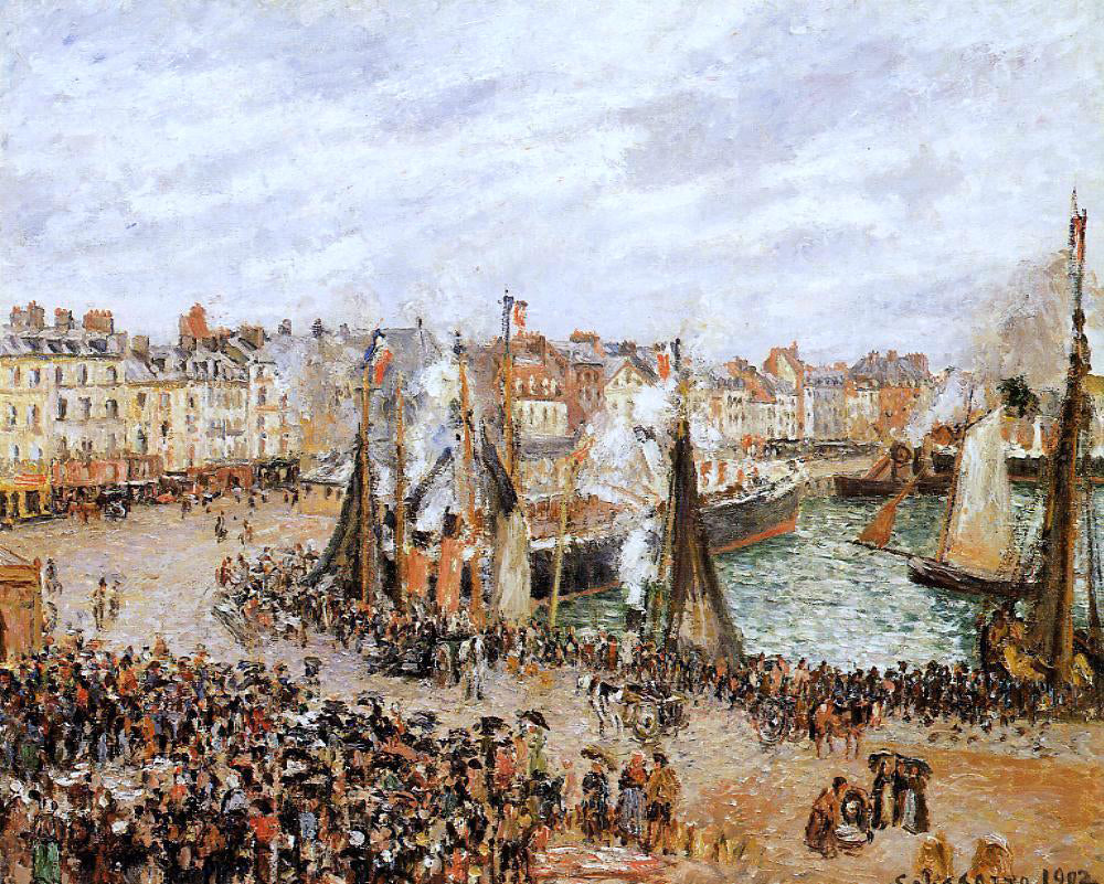  Camille Pissarro The Fishmarket, Dieppe: Grey Weather, Morning - Canvas Print