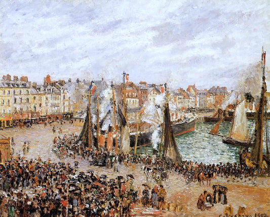  Camille Pissarro The Fishmarket, Dieppe: Grey Weather, Morning - Canvas Print