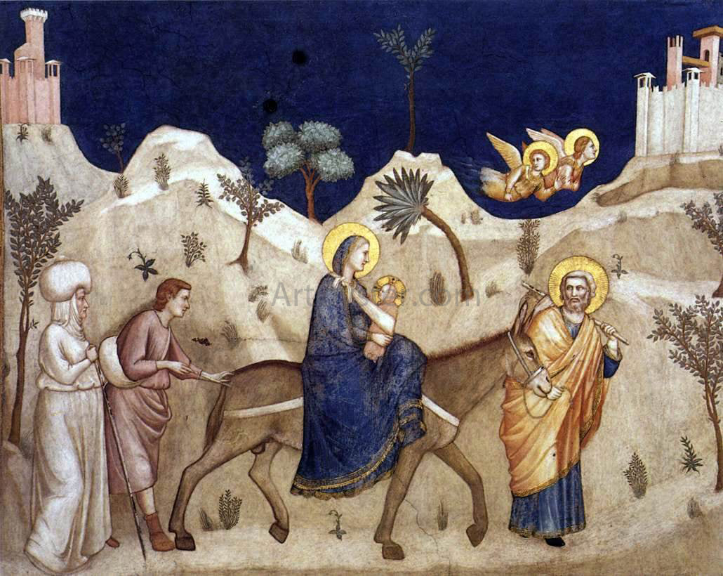  Giotto Di Bondone The Flight into Egypt (North Transept, Lower Church, San Francesco, Assisi) - Canvas Print