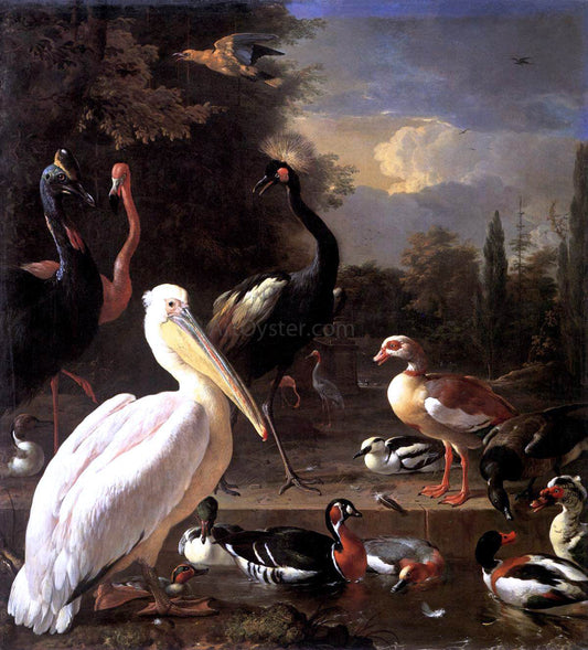  Melchior D'Hondecoeter The Floating Feather - Canvas Print