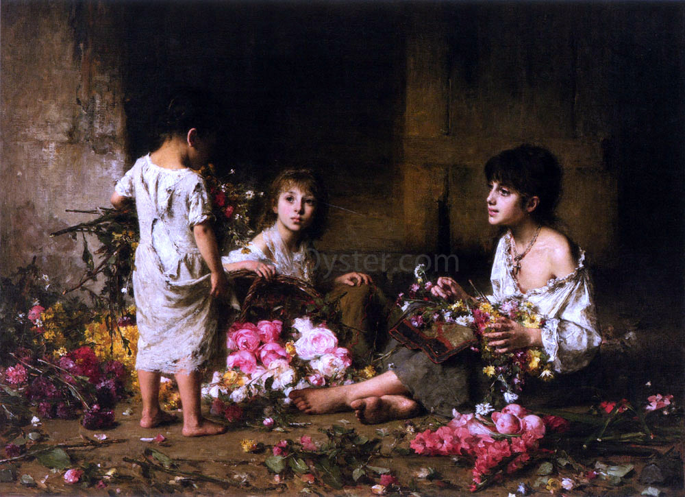  Alexei Alexeievich Harlamoff The Flower Girls - Canvas Print