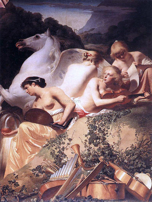  Caesar Van Everdingen The Four Muses with Pegasus - Canvas Print