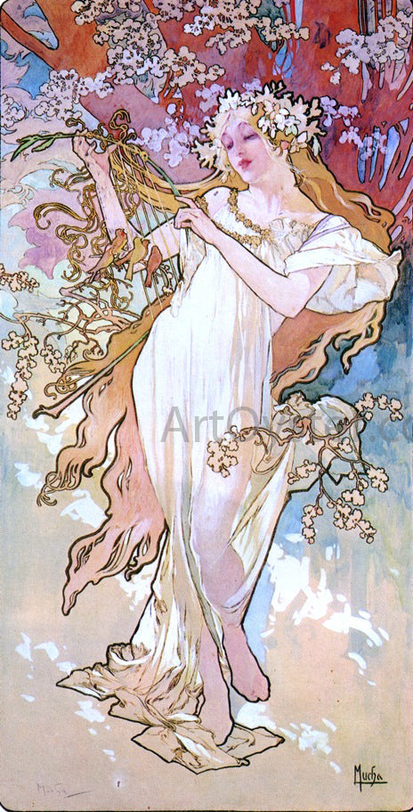  Alphonse Maria Mucha The Four Seasons: Spring - Canvas Print