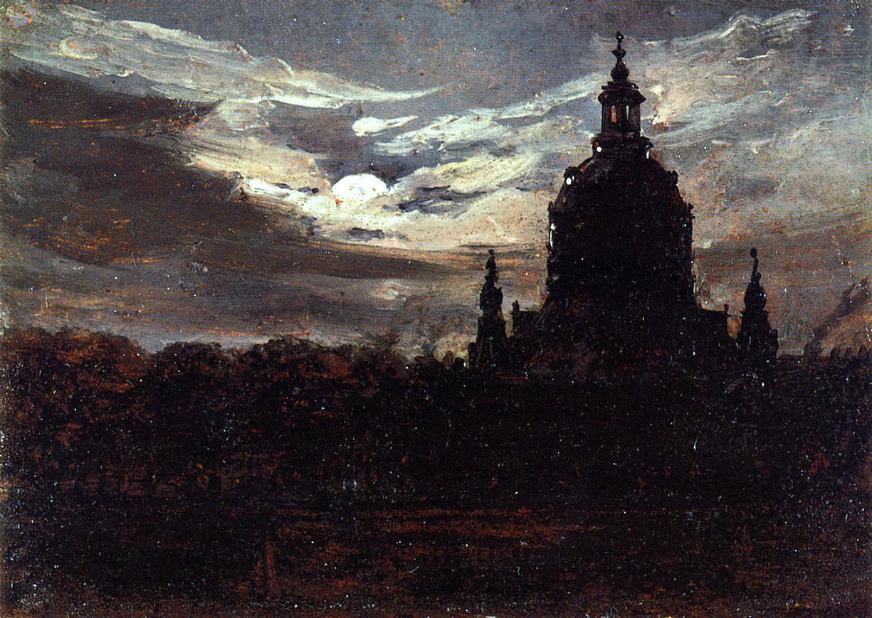  Johan Christian Claussen Dahl The Frankenkirche, Dresden - Canvas Print