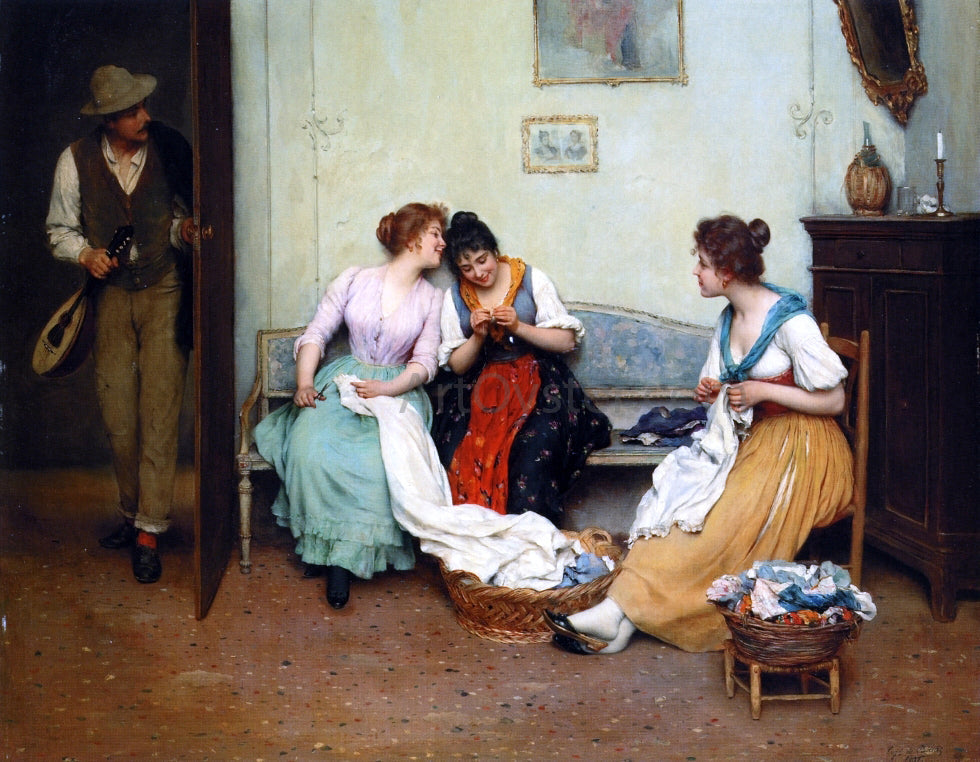  Eugene De Blaas The Friendly Gossips - Canvas Print