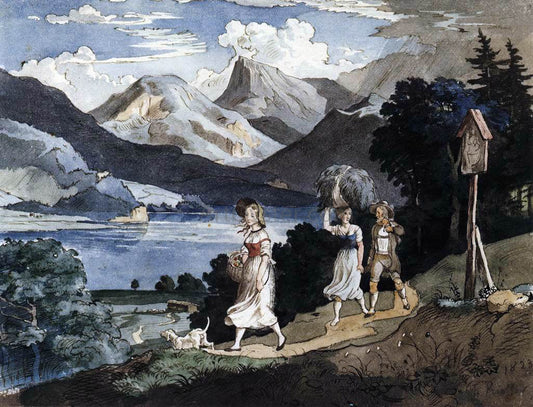  Adrian Ludwig Richter The Fuschlsee with the Schafberg Mountain in the Salzkammergut - Canvas Print