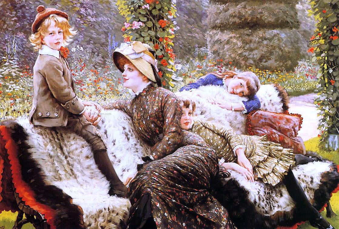  James Tissot A Garden Bench - Canvas Print