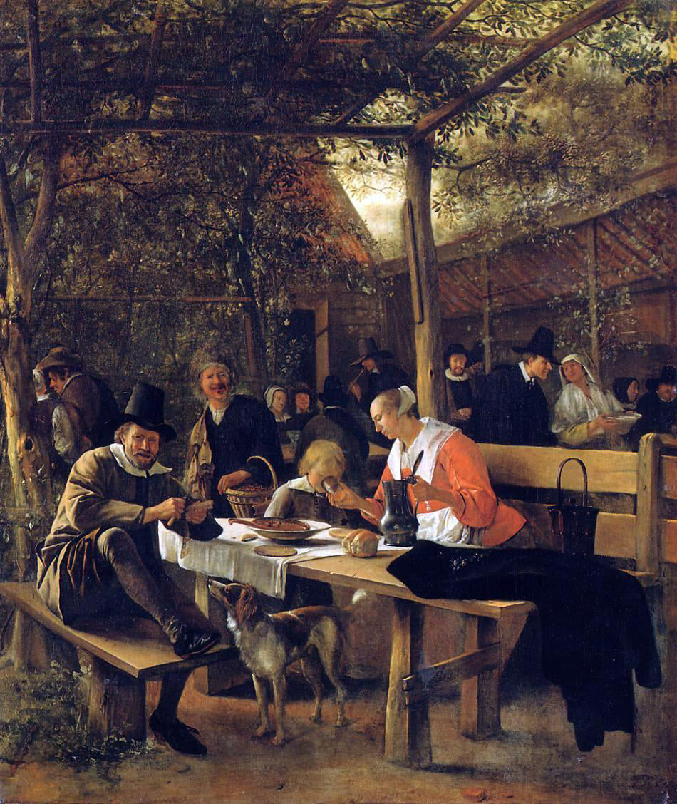  Jan Steen The Garden Outside an Inn - Canvas Print