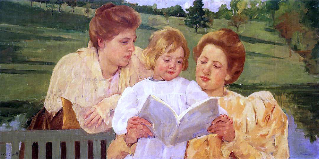  Mary Cassatt The Garden Reading - Canvas Print