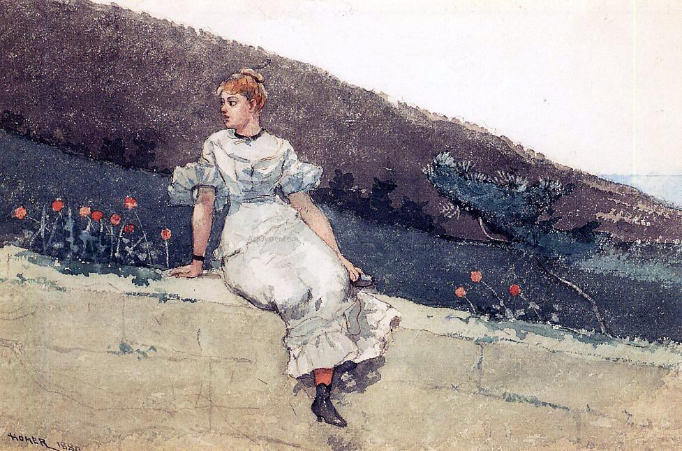  Winslow Homer A Garden Wall (also known as Girl on a Garden Wall) - Canvas Print