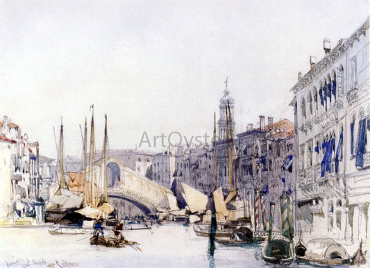  William Callow RWS The Grand Canal, Venice, Looking towards The Rialto Bridge - Canvas Print