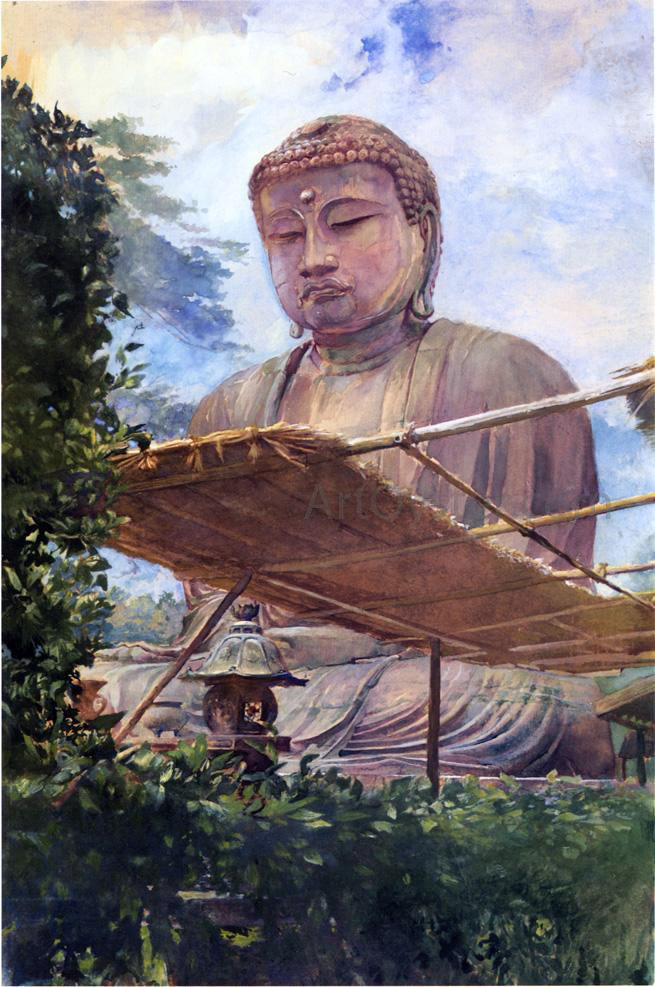 John La Farge The Great Statue of Amida Buddha at Kamakura, Known as the Diabutsu, from the Priest's Garden - Canvas Print