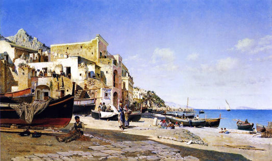  Federico Del Campo The Harbour, Capri - Canvas Print