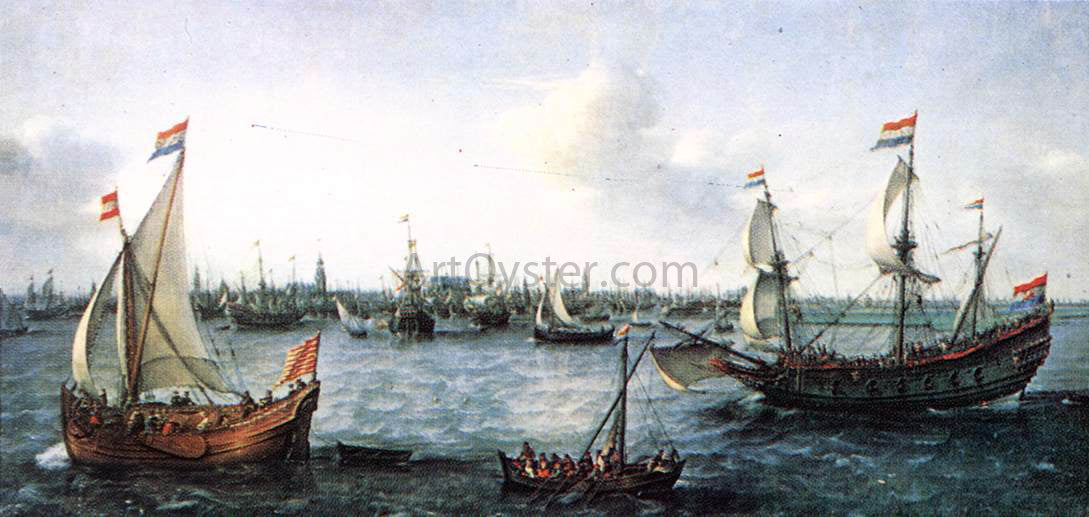  Hendrick Cornelisz Vroom The Harbour in Amsterdam - Canvas Print