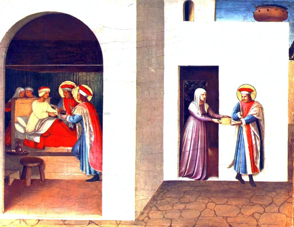  Fra Angelico The Healing of Palladia by Saint Cosmas and Saint Damian (San Marco Altarpiece) - Canvas Print